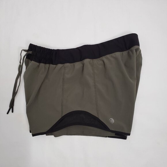 MPG Women's Olive Combo Athletic Training Running Retro Run Shorts Size Large - Picture 6 of 11